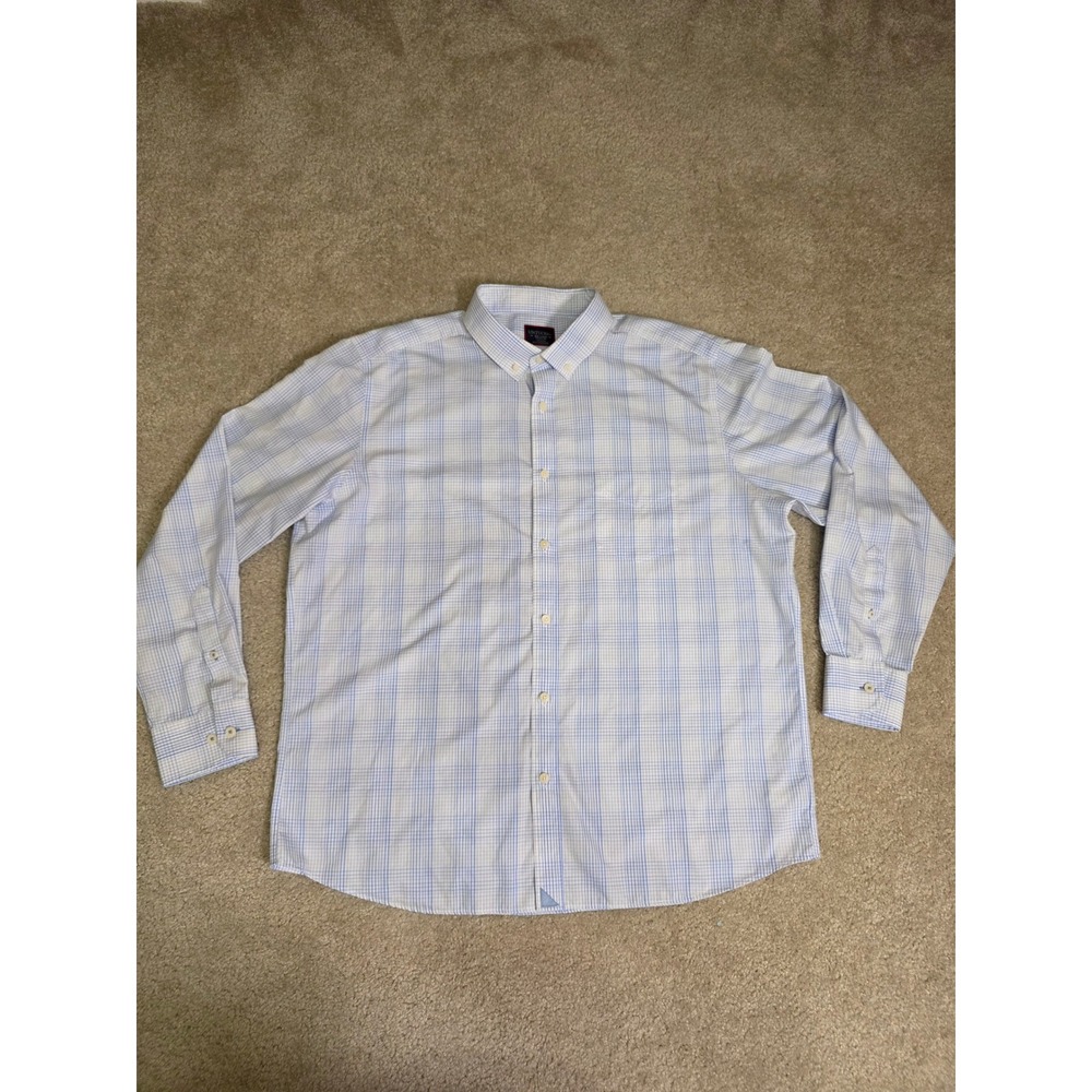 UNTUCKit Mens XXL Blue White Plaid Wrinkle Free Cotton Button Down Shirt